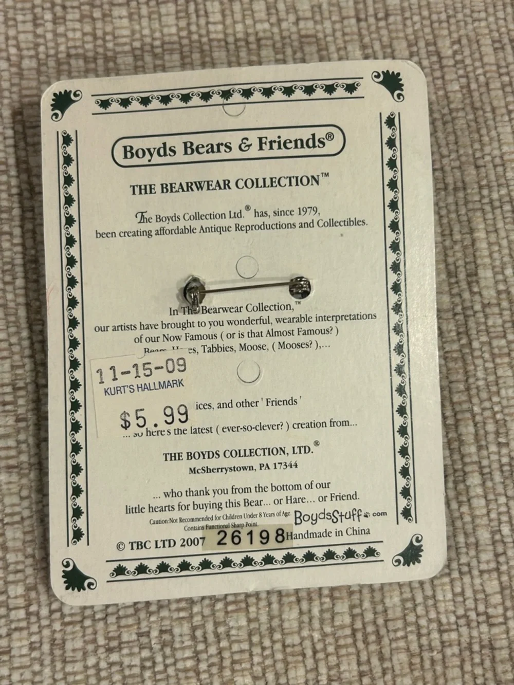 3 Vtg Boyds Bear Bearwear Resin Pins  Angel, Sunflower & Winter coat